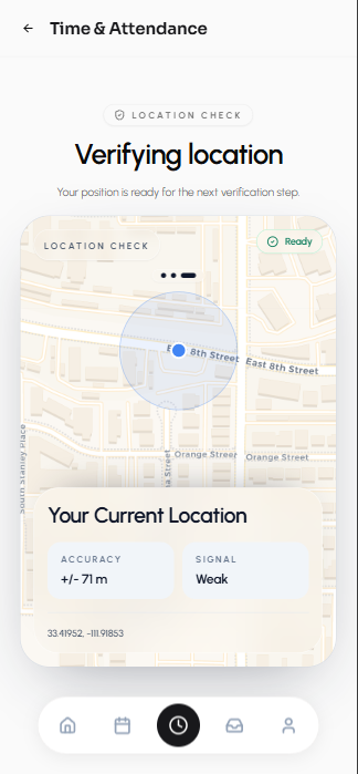 Attendance dashboard with clock-in records