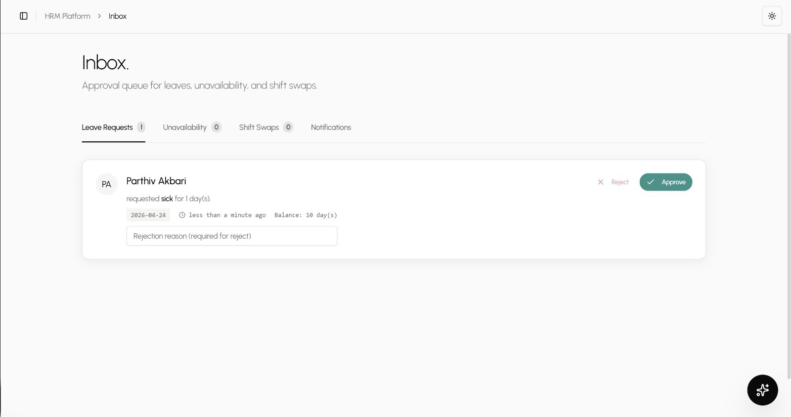Leave management schedule overview